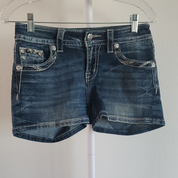 Miss Me Pants - Miss Me Dark Blue Jean Shorts